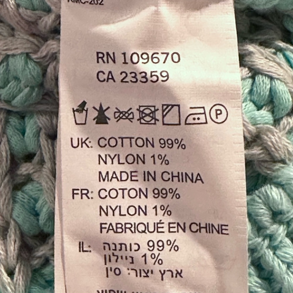 Ksubi Waffle Knit Sweater / Jumper size XS in Mint Blue-Green / Light Gray - Picture 7 of 8